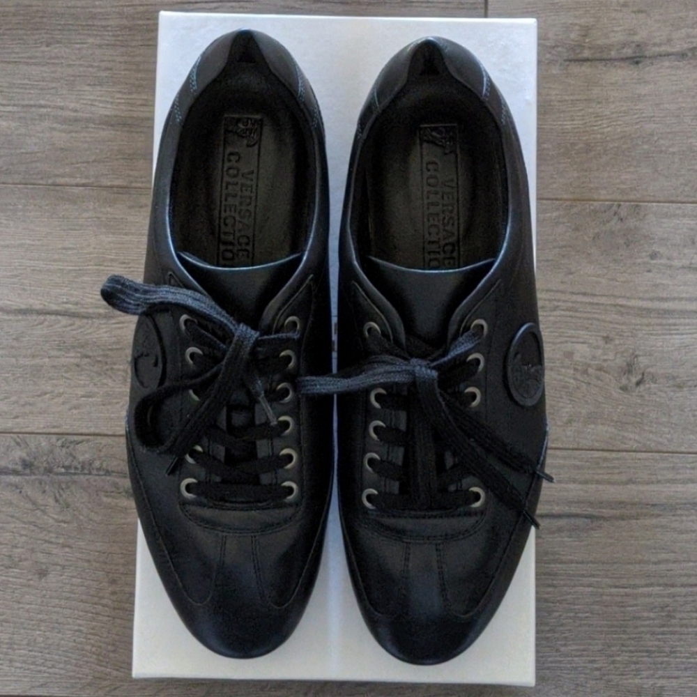 Versace collection leather sneakers